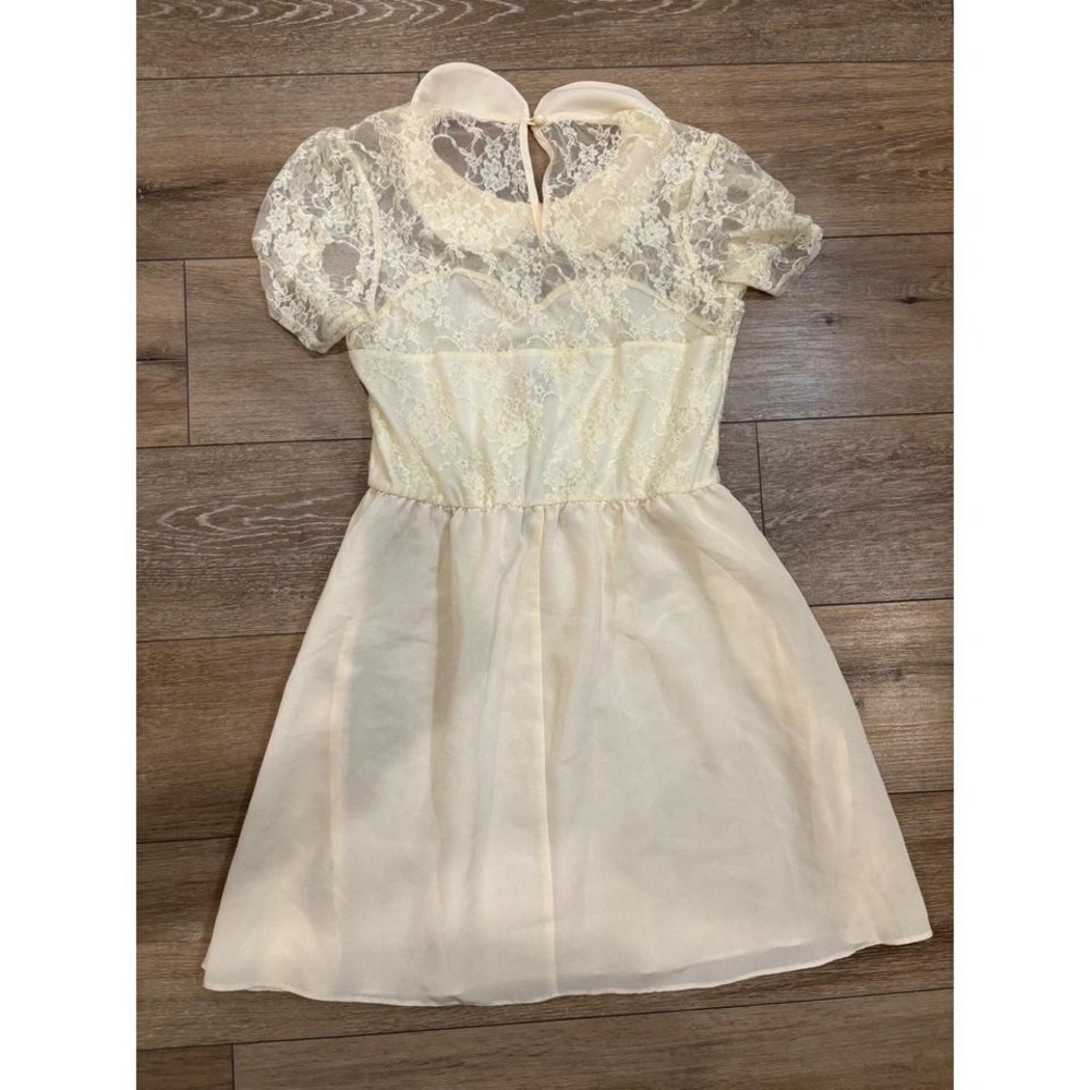 ASOS Cream Lace Peter Pan Collar Mini Dress Short Sleeve NWT Size 8 - Picture 6 of 6